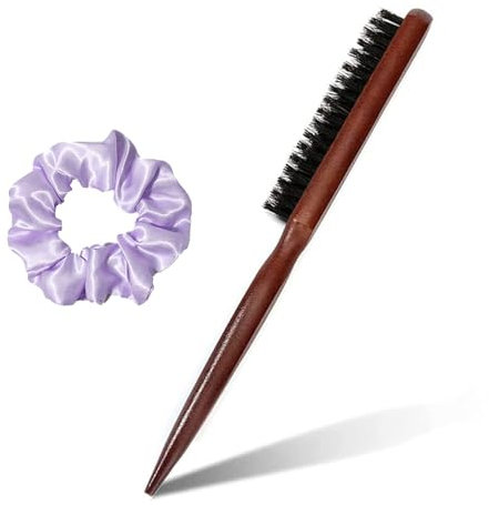 Wildschweinborsten Bürste, Borsten Bürste, Toupierbürste, Sleek Bun Bürste, Haarbürste Sleek Look, Sleek Bürste, für Haus und Salon Kommt, reduziert Haarbruch, mit einem lila Haarreif