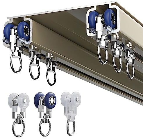Plerile Riel De Cortina De Techo, Riel Doble para Cortina De 1M A 5M para Montaje En Pared, Barra Larga para Cortina De Ventana De Bahía Y Divisor De Habitaciones, Soluciones para La Privacidad