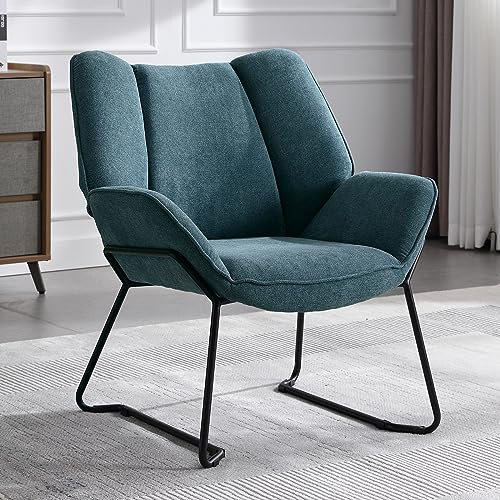 Wahson Sessel Wohnzimmer Einzelsofa Loungesessel modern Relaxsessel mit Metallbeinen, Chenille, für Wohnzimmer/Schlafzimmer, Blau