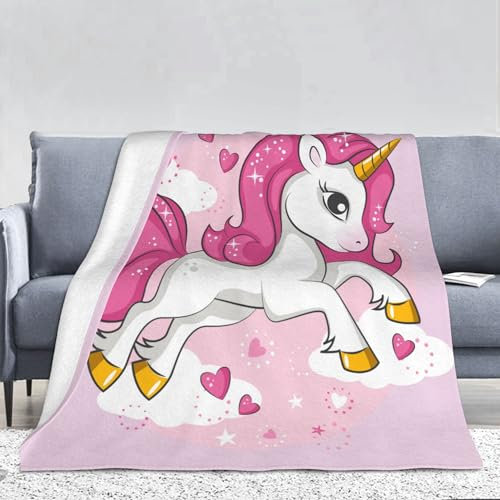 PAAHRYI Manta de unicornio rosa de unicornio, 130 x 150 cm, manta infantil para niñas, arco iris con estampado de caballo, manta de forro polar (150 x 200 cm, A)
