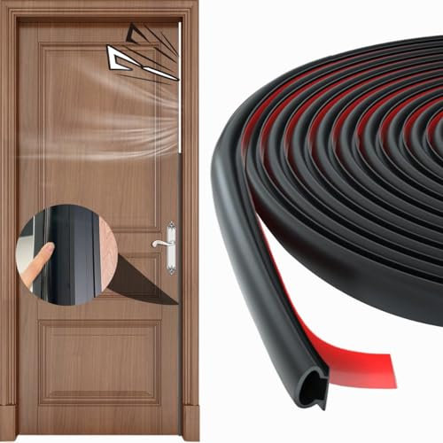 Zamety Joint Porte Fenetre Isolation Froid et Phonique, Forme D Joint de Porte D'entrée, Caoutchouc Joint Entree, Autocollante en Porte Bande D'étanchéité pour Isolation Phonique, Noir 6m
