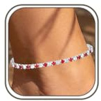 Sfoni Ankle Bracelet for Women, Adjustable Slider Bracelet Anklet with Cubic Zirconia Summer Ankle Chain Anniversary Birthday Graduation Jewellery Gifts for Teen Girls, with Gift Card & Box