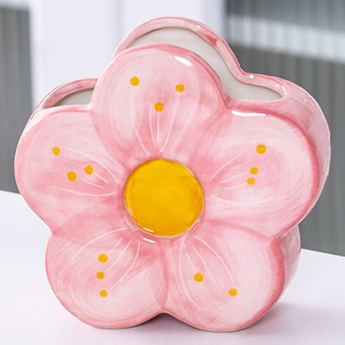 Busnos Pen Holder Pinselhalter Stifte Organizer Cute Stiftehalter Rosa Stiftehalter Blume Zimmer Deko Kawaii Stifteköcher Boho Style Aesthetic Schreibtisch Zubehör Geschenk für Frauen