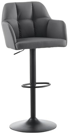 TUKAILAI Barhocker Barstühle Höhenverstellbar, Drehstühle, Barstuhl Küchenstühle mit Rückenlehne und Fußstütze, gemütliche Kunstleder weiche Sitzfläche, Grau
