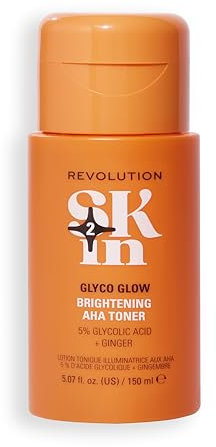 Revolution Skin, Glyco Glow 5% Glycolic Acid & Ginger Brightening AHA Toner, Facial Toner for Radiant Complexion, Vegan & Cruelty-Free, 150ml