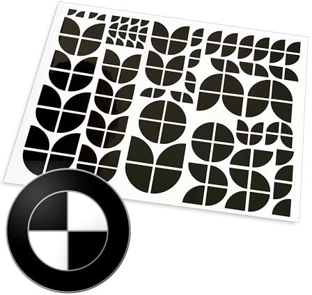 Aufkleber passend für BMW Zeichen Emblem Logo am Auto oder Motorrad 130 tlg. (schwarz glänzend)