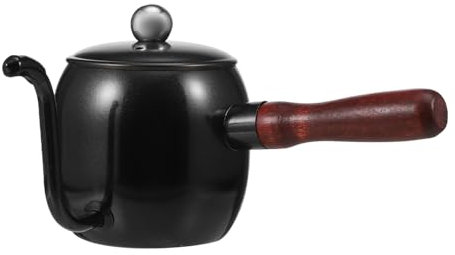 HOLIDYOYO 1pieza Cafetera Inoxidable Boquilla y Mango De Madera Para Preparar Café Reuniones