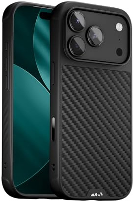 Mous for iPhone 17 Pro Case, Compatible with MagSafe - Limitless - Protective Carbon Fibre Cover for iPhone 17 Pro - Shockproof, Full Camera Protection, Anti-Scratch Back, Black