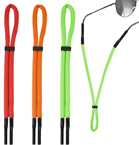 ASISUN 3 piezas de cordón de gafas, negro correas de gafas ajustables, cordón de gafas antideslizante, gafas de cadena para mujeres hombres., rojo, S