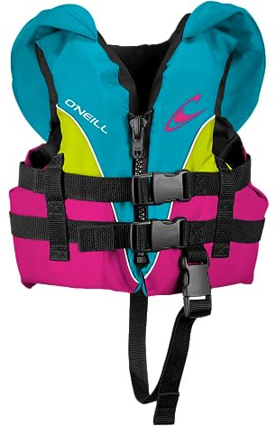 OโNeill Infant Superlite USCG Approved Life Vest โ Lightweight Infant Life Jacket for Boating, Wakeboarding, Waterskiing & Your Favorite Water Activities, Turquoise/Berry/Lime:White, 1sz