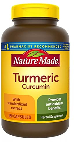 Nature Made Turmeric Curcumin 500 milligram. Capsules (Antioxidant) Value Size 180 Ct