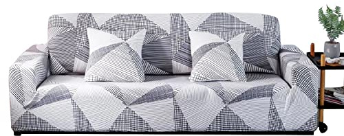 ARNTY Copridivano Elasticizzato 1/2/3/4 Posti,Estensibile Copri Divano Letto,Moderno Fodere Copridivani Elastico Fodera Protettiva(Linee Strisce, Copridivano 2 Posti:141-180cm)