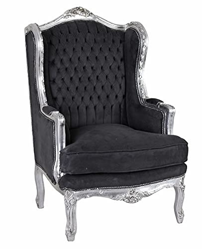 Palazzo cat560e02 - Sillón de estilo barroco, color plateado y negro