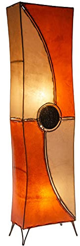 Lampada a stelo orientale Mulan 100 cm in pelle lampada Hennal | grandi lampade da terra marocchine in metallo, paralume in pelle | Decorazione orientale in Marocco Colore Beige Arancione