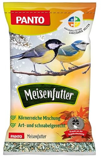 PANTO Meisenfutter – 5 x 2,5 kg Wildvogelfutter ganzjährig, Körnermischung für Wildvögel ohne Weizen, Hafer & Gerste, Vogelstreufutter für Meisen und andere Körnerfresser