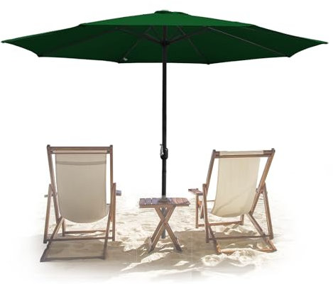 Tubiaz Sonnenschirm 350cm Groß Gartenschirm Wasserabweisende Ampelschirm ohne Ständer,UV-Schutz 30+ Parasol mit Handkurbel Marktschirm für Balkon Garten Terrasse,Grün