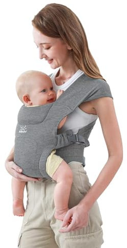 Babytrage für Neugeborene ab Geburt, MOMTORY Komfortabler Hüftsitz für Baby(3-12kg), Ergonomischer Tragetuch Neugeborenes bis Kleinkind mit Klettverschluss, Leicht Verstellbare Hüfttrage - Hellgrau