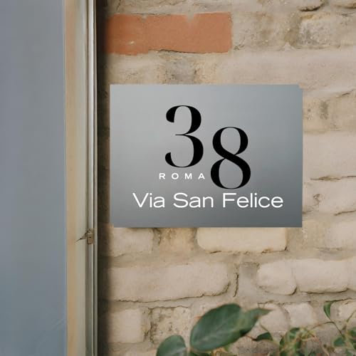 D&Vlab Numero Civico Personalizzato In Alluminio Moderno Targa Argento o Oro Per esterno Casa Villa Resistente 10x15 cm Stampato