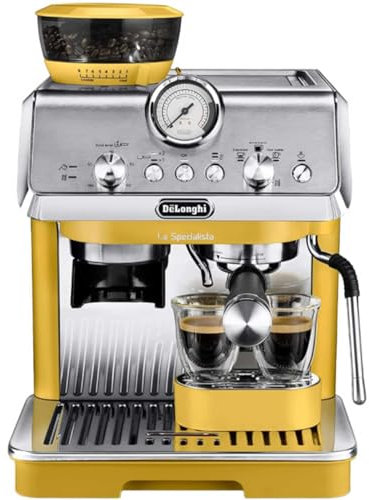 De'Longhi La Specialista Arte EC9155.YE, Barista Pump Espresso Machine, Bean to Cup Coffee and Cappuccino Maker, 8 Grinding Settings, MyLatte Art Frothing Wand, 1550W, Yellow
