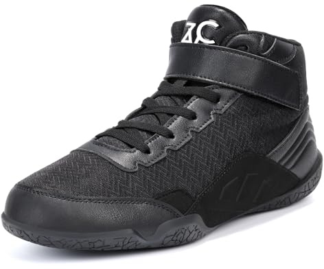 ZVC Wrestling Shoes Men Boxing Shoes for Fighting Shoes Powerlifting Bodybuilding Boots Footwear, Black, 10.5