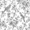 CHDITB Vintage Blumen Tapeten,Kolibrivögel Blumen Tapeten,Selbstklebend Blumen Wandstickers(44x300cm) Pflanzen Blüten Wandaufkleber,Grau Vinyl Wandsticker für Schlafzimmer Wohnzimmer Wanddeko