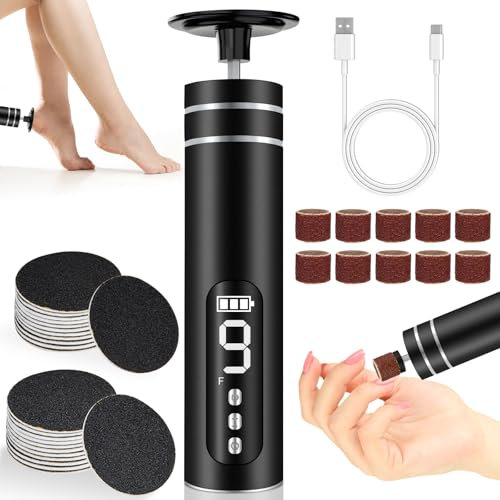 Hornhautentferner Elektrisch - 2 in1 Elektrischer Hornhautentferner füße mit LED-Anzeige, Pediküre Maniküre Set Fußpflege Elektrisch, Fusspflege Set Professionell 9 Geschwindigkeiten, Wiederaufladbar