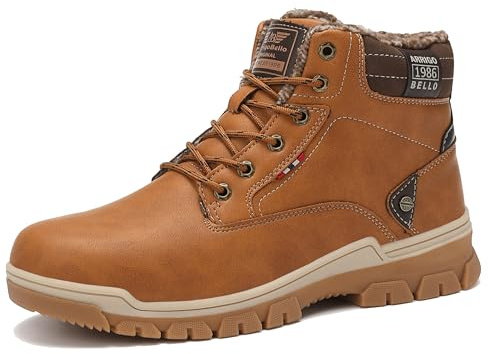 ARRIGO BELLO Stivali Uomo Invernali Scarpe Inverno Calda Foderato Montagna Antiscivolo Trekking Boots Scarponcini Neve Taglia 41-46EU (B-Giallo, 43)