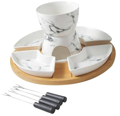 Gcljlmy Casseruola per fonduta di cioccolato con 4 forchette, scaldabagno per cioccolato, caramello, burro, formaggio