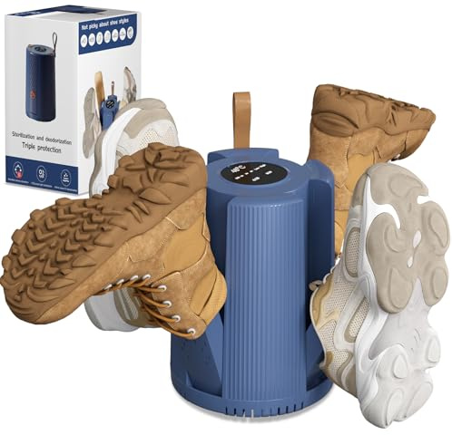 Electric Shoe Dryer, Portable Boot Dryer with 4 Foldable Arms and 1/3/6H Timer, Quick Drying Football Boot Dryer UK with 2 Speed Settings for Shoes Boots Gloves