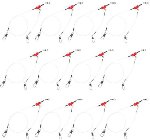 TOGEVAL 12 Piezas Líder de Alambre de Acero Inoxidable Anti-mordeduras para Pesca con Señuelos Línea de Pesca de Alta Resistencia con Eslabones Giratorios y Mosquetones Adecuado para Agua