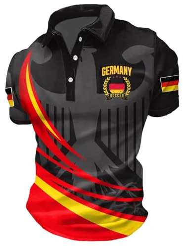 Munweiyu Polo da uomo per i mondiali di calcio tedesca, con bandiera tedesca, traspirante, maglietta funzionale della squadra nazionale, maglietta da allenamento, campionato del mondo della Germania