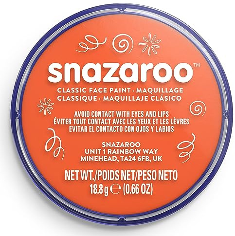 Snazaroo 1118553 Schminkfarbe - Orange, 18ml Topf - hautfreundliche Gesichtschminke auf Wasserbasis, wasservermalbar, parabenfrei, Face & Bodypaint Farbe für Kinder & Erwachsene