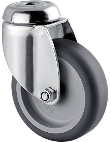 Tente Lenkrolle mit Rückenloch 75mm Agila rostfrei - Apparaterolle mit Platte - Kunststoffrad für Traglasten bis 75kg - Transportrolle drehbar mit Gleitlager, Edelstahl