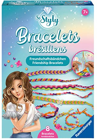 Ravensburger – Kit Bracelets Brésiliens So Styly – Dès 7 ans - 8 réalisations – 6 couleurs de fil - 70 Perles - Création de Bijoux - Bracelets d'amitié - Activité Créative – 18376