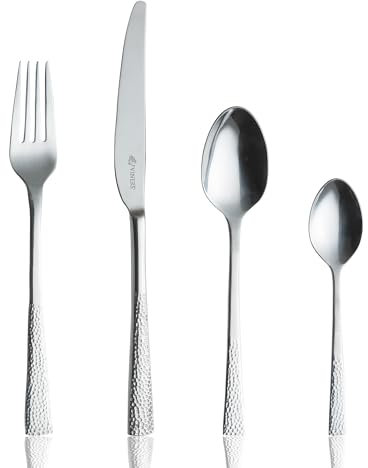 Viners 24 Piece Stainless Steel Cutlery Set. Viners Splendour Hammered Effect Cutlery Set. Dishwasher Safe. 25 Year Guarantee