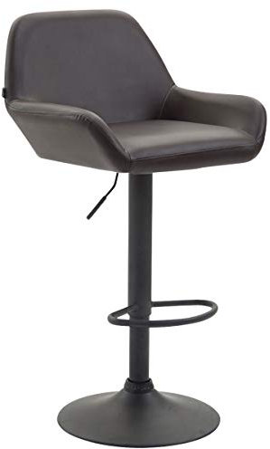 CLP Barhocker Braga Kunstlederbezug I Höhenverstellbarer Barstuhl Mit Metallgestell I Thekenhocker Mit Integrierter Fußstütze, Farbe:braun, Gestell Farbe:schwarz
