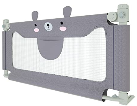 UISEBRT Barrera de cama infantil de 180 cm, protección contra caídas para niños, altura ajustable, barrera para cama y cuna, gris