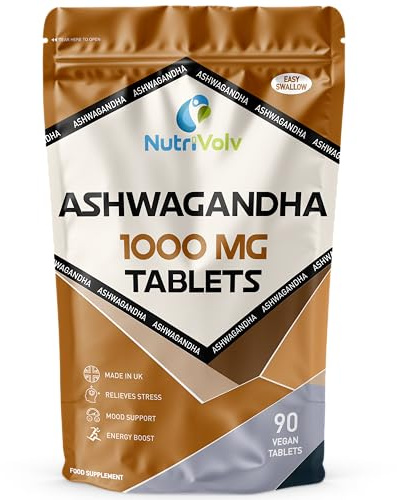 Ashwagandha 1000mg – 90 Vegan Tablets | High Strength Extract | Adaptogen for Stress, Anxiety & Fatigue Relief | Supports Energy, Focus, Mood, Sleep & Hormonal Balance | Ayurvedic Supplement