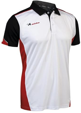 ASIOKA - Camiseta Polo Deportivo Adulto - Camiseta de Deporte Unisex - Camiseta técnica con Cuello y Manga Corta, Blanco, XL, 221/21