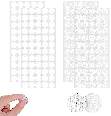 GOTFUN 240 Pezzi Nastri Autoadesivi Biadesivo, 20mm Bianco Feltro Adesivo Forte per Tessuto, Riutilizzabile, Stabile e durevole (120 Paia)