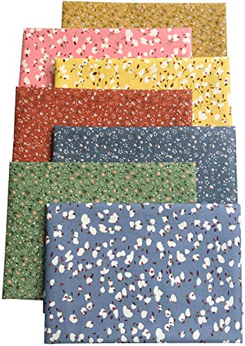 Qililandiy Baumwollstoff 100% Baumwolle Nähstoffe mit verschiedenen Muster Patchwork DIY Stoffpaket 46x56cm Zugeschnittene Stoff Quadrate zum Nähen Handwerk Deko (7 Stück Bunt)