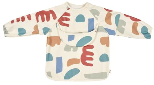 BEABA, Babero para bebé, Babero de recuperación, Impermeable, Babero elástico, Babero de manga larga, Mangas desmontables, Bolsillo de recuperación, Fácil de limpiar, Evolutivo, Playful