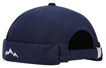 QKURT Dockerhatt för män – sommar trampmössa kantlös keps rullad manschett arbetare sjöman keps justerbar fiskare mössa mode skalle keps, Indigo, en storlek