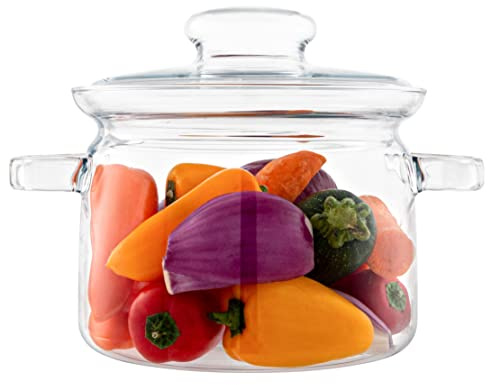 Simax Glass Pot for Stove, Simmer Pot, Potpourri, 64 Ounce Borosilicate Glass Pots for Cooking on Stove, Cookware, Easy Grip Handles, Oven, Microwave,and Dishwasher Safe