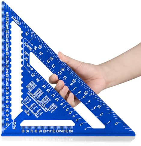 Beslands Zimmermannswinkel 300mm, Anschlagwinkel Metall, Zimmermannswinkel groß Metrisch 45 und 90 Grad Winkelmesser, schwarz (blau, 300mm)