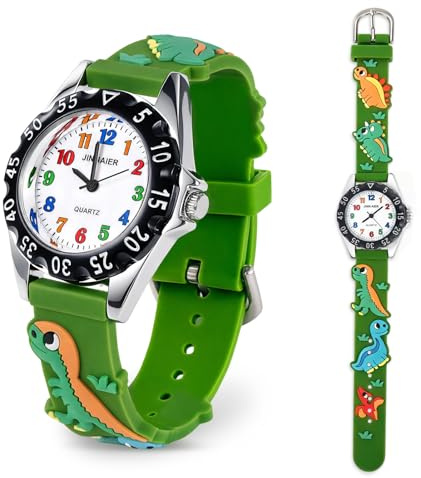 Vspek Montre Enfant Garçon, Conception de Dinosaure Montre Éducative Analogique pour Enfants 3 à 13, Kids Watch, Cadeau Junior Apprentissage, Vert