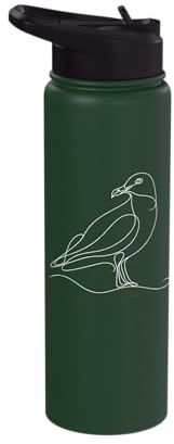 Herring Gull Line Art Birdwatcher Stainless Steel Insulated Water Bottle