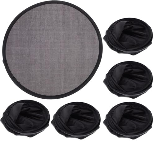 DOITOOL 6 Abanicos de Mano Redondos Plegables Negros, Ventiladores Portátiles de Plástico y Tejido, Diseño Clásico y Práctico para Cumpleaños y Fiestas