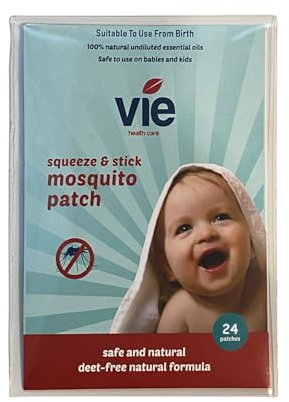 VIE Squeeze & Stick Mosquito Patches (24 Patches) | DEET-Free, Plant-Based Protection for Babies, Kids & Adults | Long-Lasting, Travel-Friendly I Outdoor Essential I Repels Mosquitoes & Other Insects