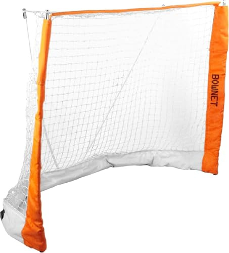 Bownet Portable Street Hockey Net with Padded Posts, Steel Ground Frame, and Carrying Bag, 4'6 x 3'6, Indoor and Outdoor Hockey Practice Goal with Energy Absorption System